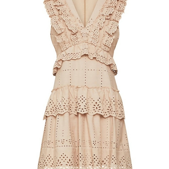 NWT BCBG cotton Flax Eyelet dress, sz 4. - Picture 5 of 11